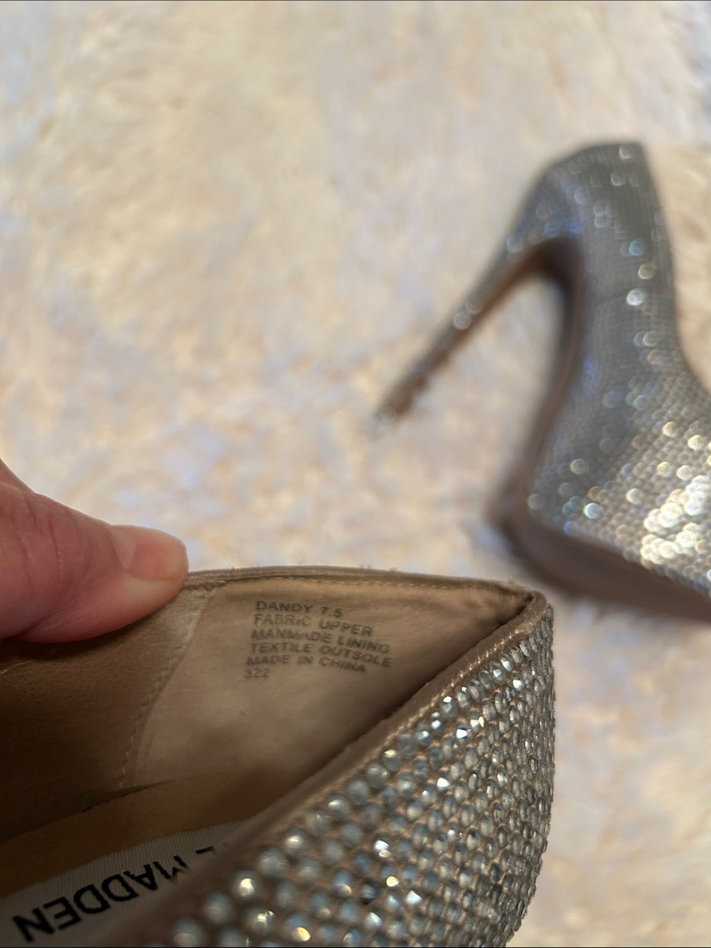 Steve Madden Silver Rhinestone Platform Heels - Picture 2 of 11